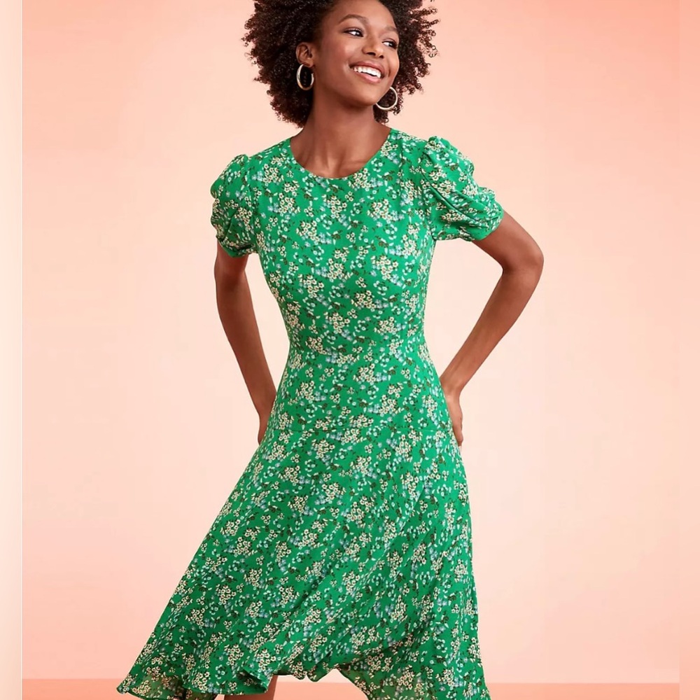LOFT - Buttercup Puff Sleeve Flounce Dress
